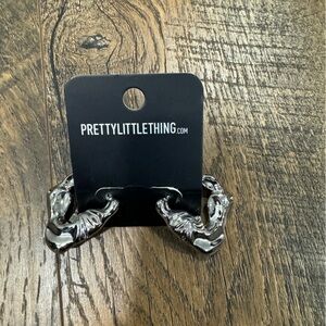 PLT silver crinkle molten hoop earrings